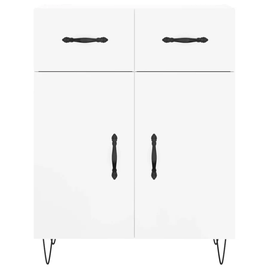 Buffet haut Blanc brillant 69,5x34x180 cm Bois d'ingénierie - 8