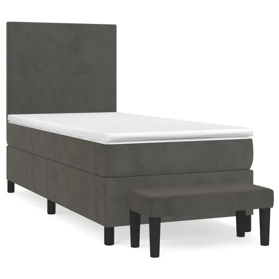 Sommier à lattes de lit et matelas Gris foncé 80x200 cm Velours - 2