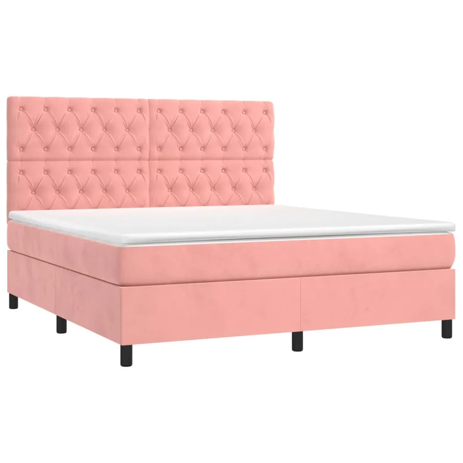 Sommier à lattes de lit avec matelas Rose 160x200 cm Velours - 3