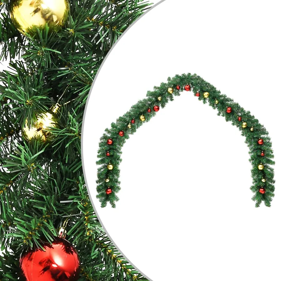 Guirlande de Noël décorée avec boules 10 m