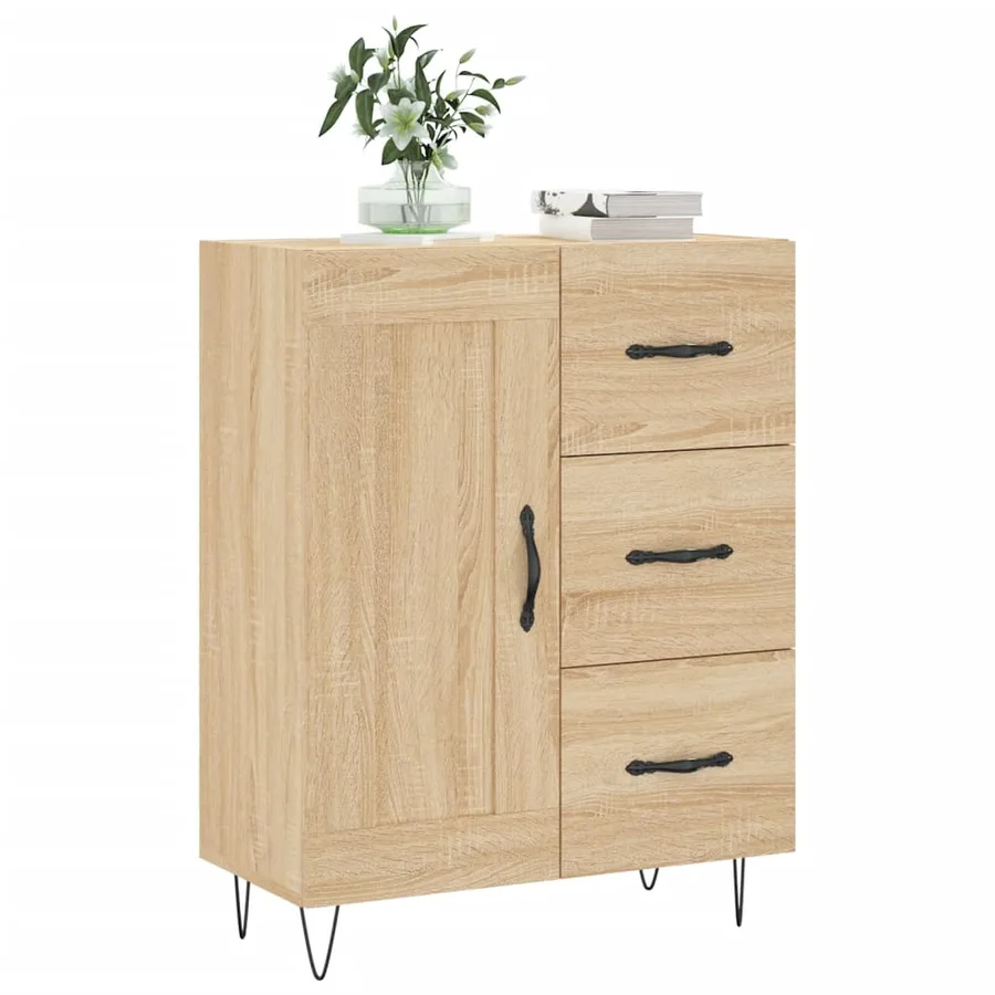 Buffet chêne sonoma 69,5x34x90 cm bois d'ingénierie - 3