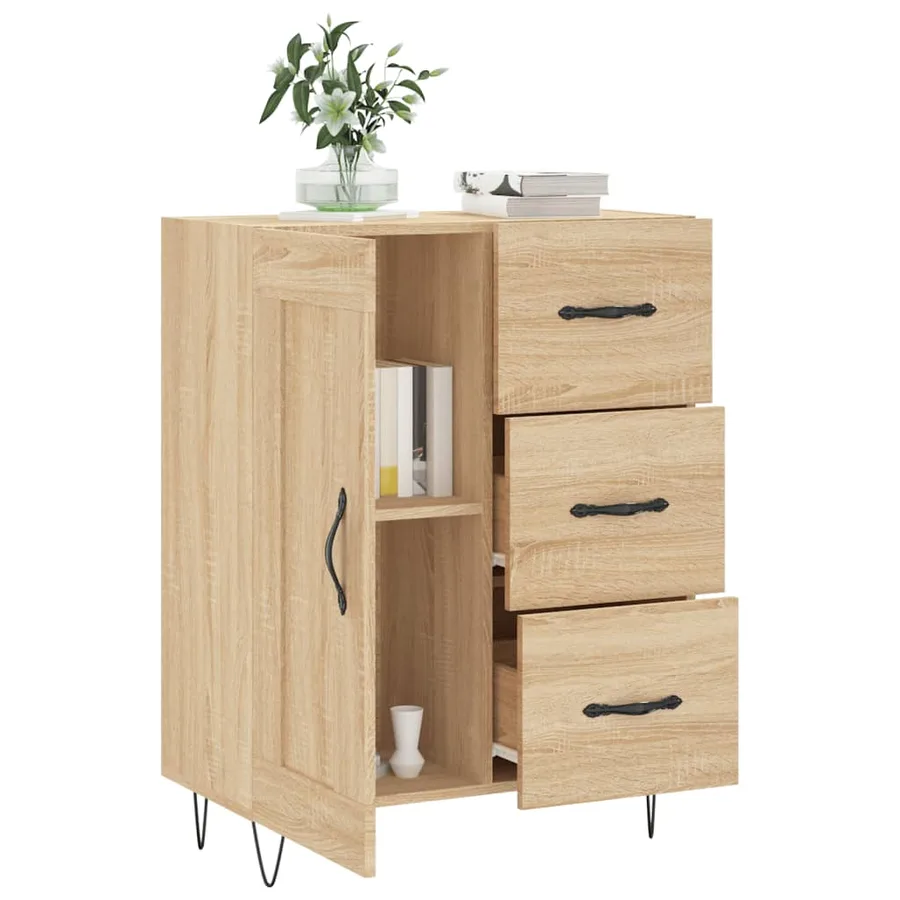 Buffet chêne sonoma 69,5x34x90 cm bois d'ingénierie - 4