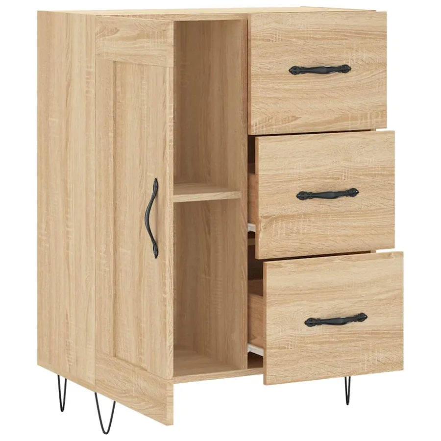 Buffet chêne sonoma 69,5x34x90 cm bois d'ingénierie - 6