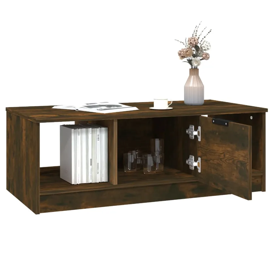 Table basse chêne fumé 102x50x36 cm bois d'ingénierie - 6