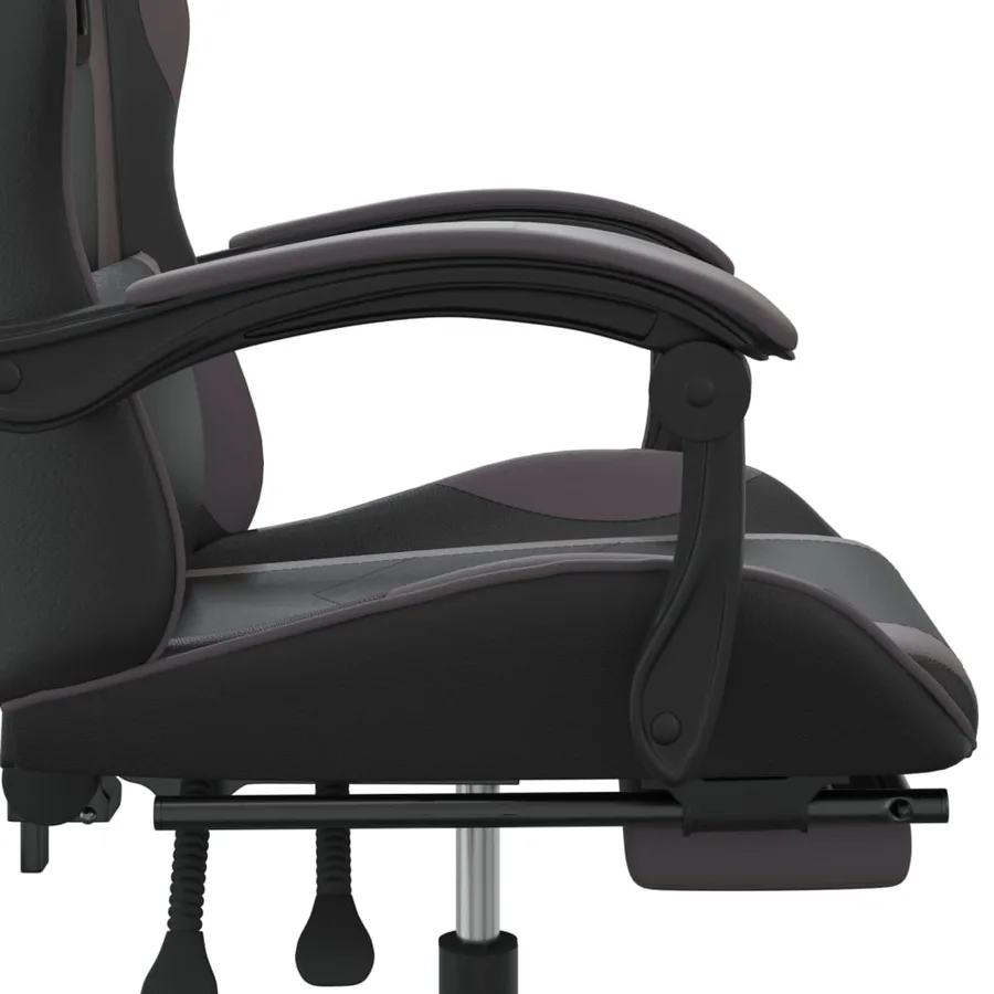 Chaise de jeu avec repose-pied Noir et gris Similicuir - 10