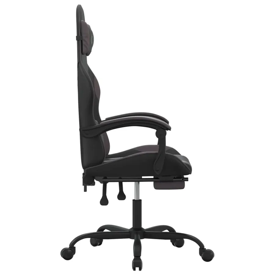 Chaise de jeu avec repose-pied Noir et gris Similicuir - 4