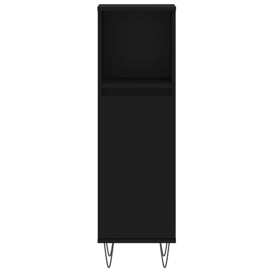 Armoire de salle de bain noir 30x30x100 cm bois d'ingénierie - 5