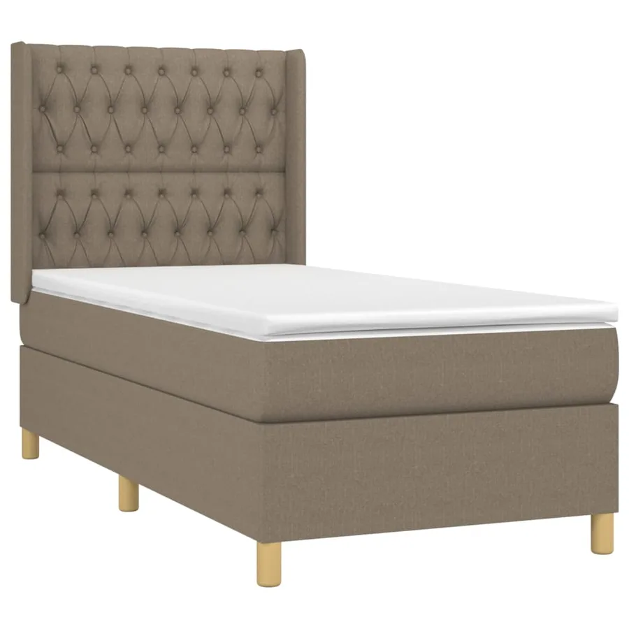 Sommier à lattes de lit matelas et LED Taupe 90x200 cm Tissu - 4