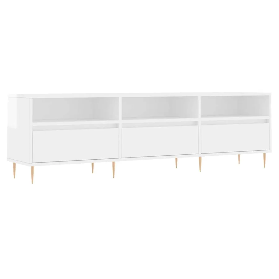 Meuble TV blanc brillant 150x30x44,5 cm bois d'ingénierie - 2