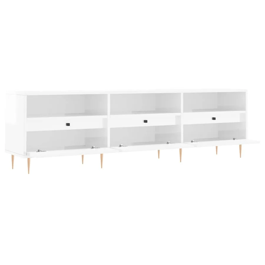Meuble TV blanc brillant 150x30x44,5 cm bois d'ingénierie - 6
