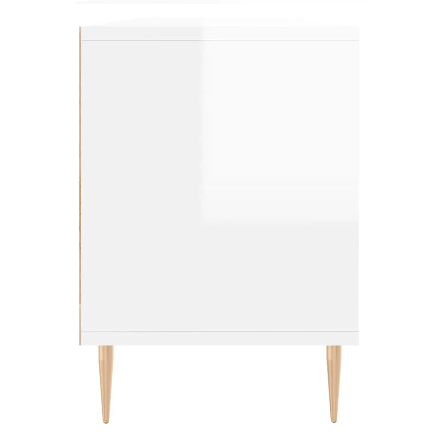 Meuble TV blanc brillant 150x30x44,5 cm bois d'ingénierie - 7