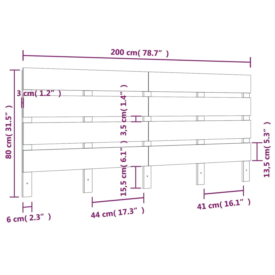 Tête de lit Blanc 200x3x80 cm Bois massif de pin - 6