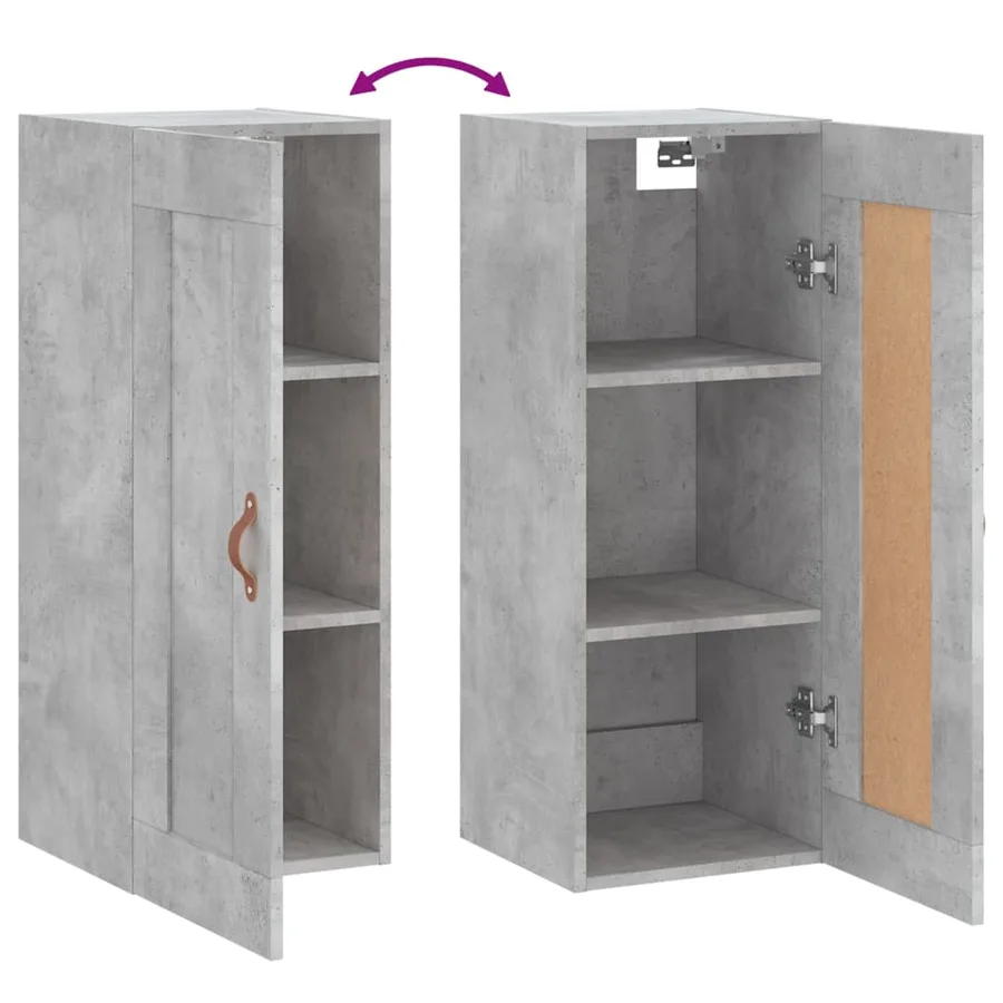 Armoire murale gris béton 34,5x34x90 cm bois d'ingénierie - 10