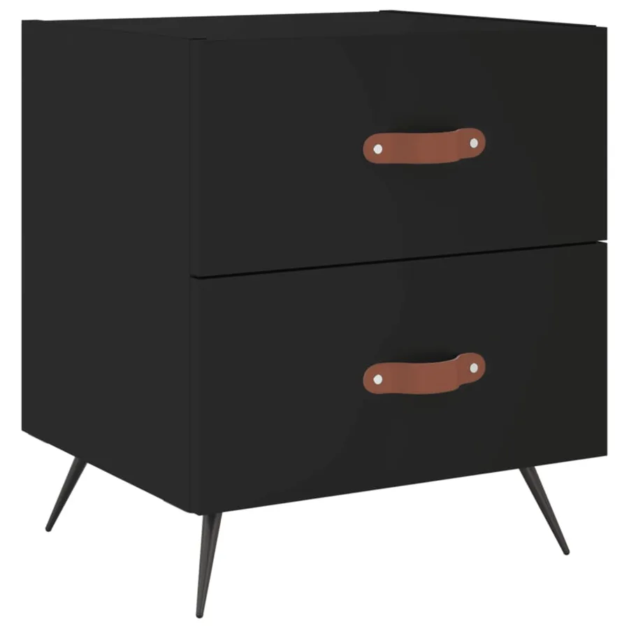 Tables de chevet 2 pcs noir 40x35x47,5 cm bois d’ingénierie - 6