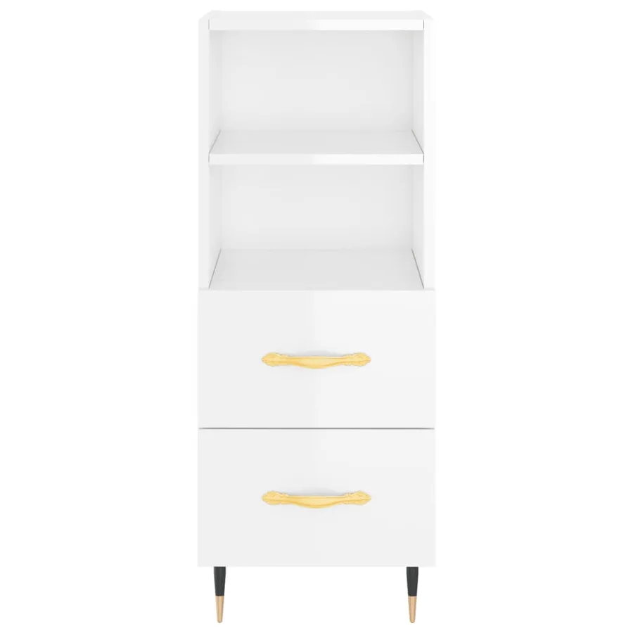 Buffet Blanc brillant 34,5x34x90 cm Bois d'ingénierie - 6