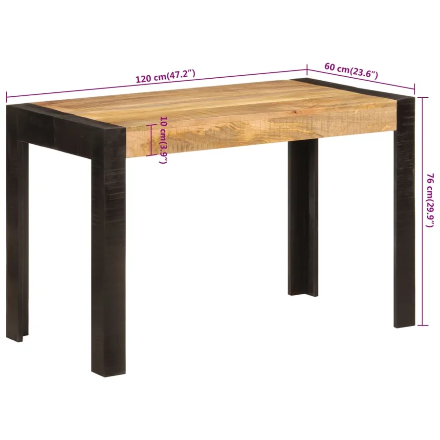 Table à dîner 120x60x76 cm bois de manguier massif - 9
