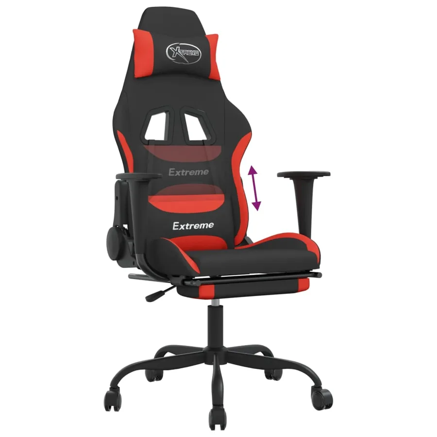 Chaise de jeu avec repose-pied Noir et rouge Tissu - 8
