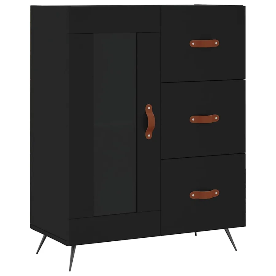 Buffet noir 69,5x34x90 cm bois d'ingénierie - 2