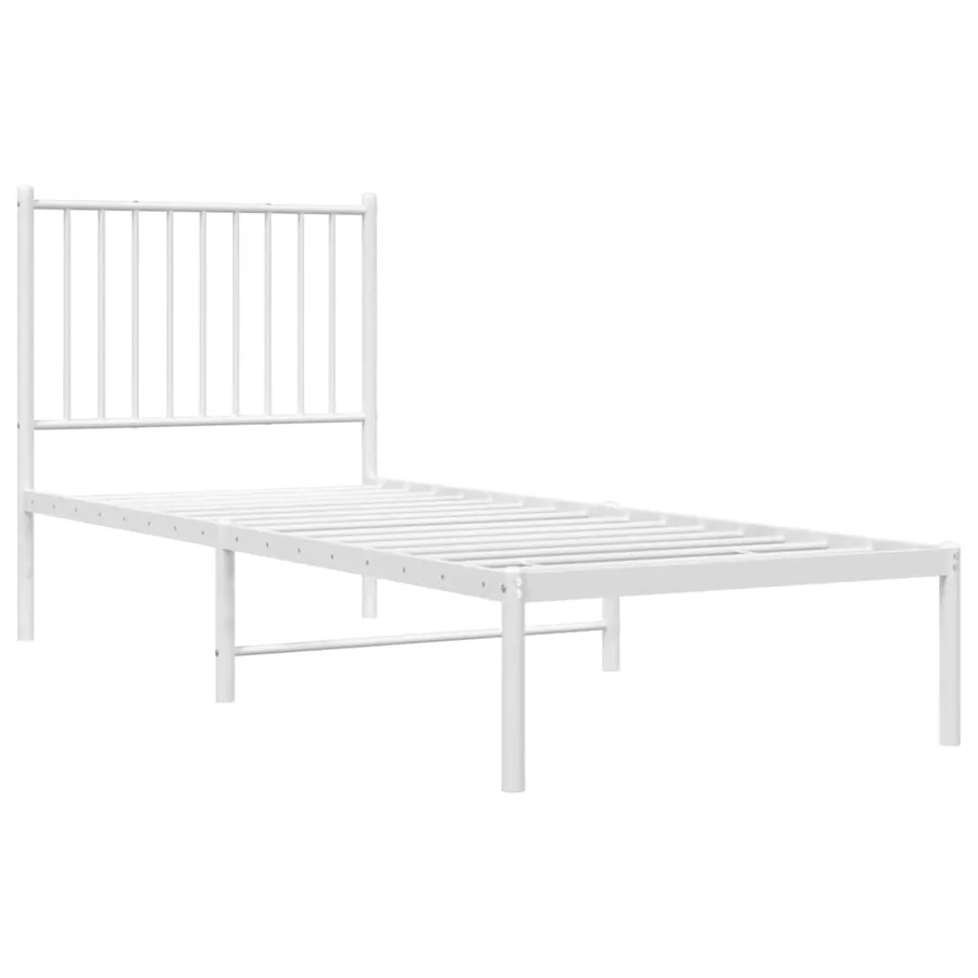 Cadre de lit métal sans matelas avec tête de lit blanc 75x190cm - 3
