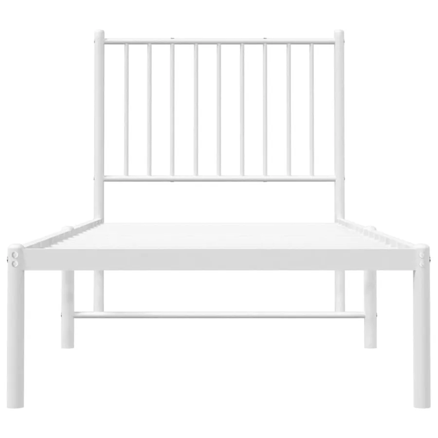 Cadre de lit métal sans matelas avec tête de lit blanc 75x190cm - 5