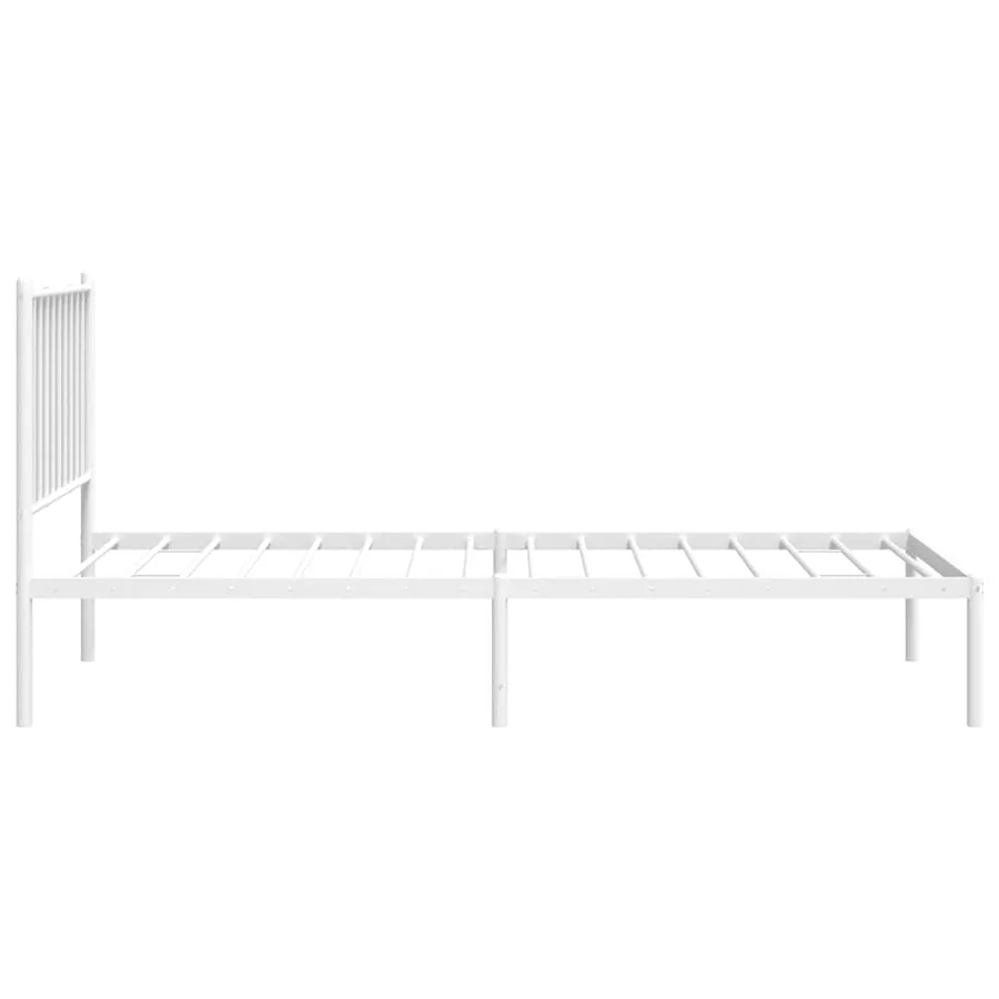 Cadre de lit métal sans matelas avec tête de lit blanc 75x190cm - 6