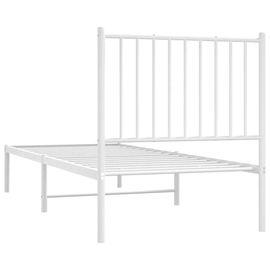 Cadre de lit métal sans matelas avec tête de lit blanc 75x190cm - 7