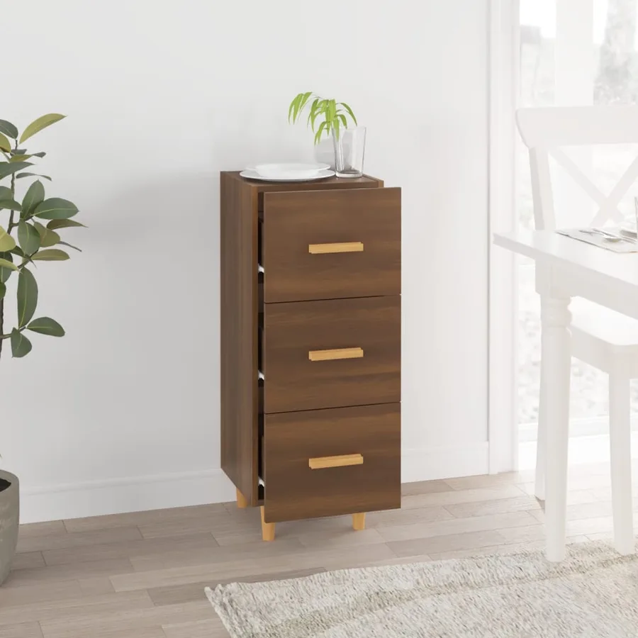 Buffet Chêne marron 34,5x34x90 cm Bois d'ingénierie - 3