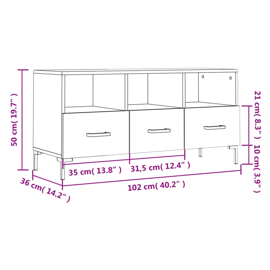 Meuble TV chêne marron 102x36x50 cm bois d'ingénierie - 12