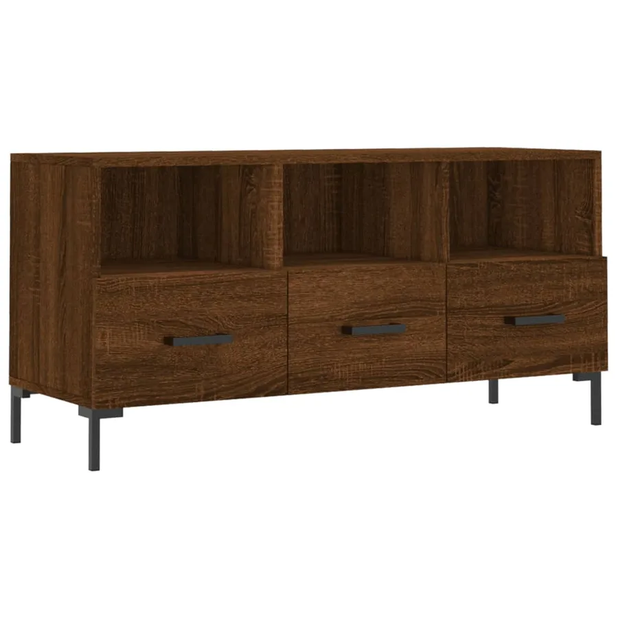 Meuble TV chêne marron 102x36x50 cm bois d'ingénierie - 2