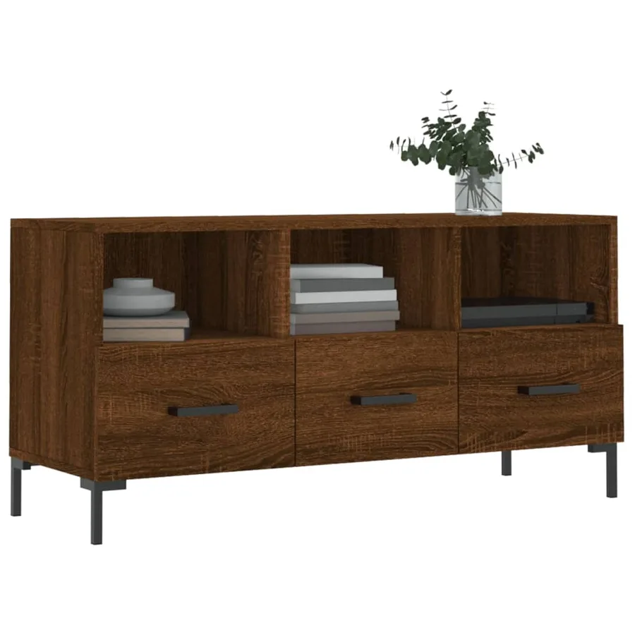 Meuble TV chêne marron 102x36x50 cm bois d'ingénierie - 3