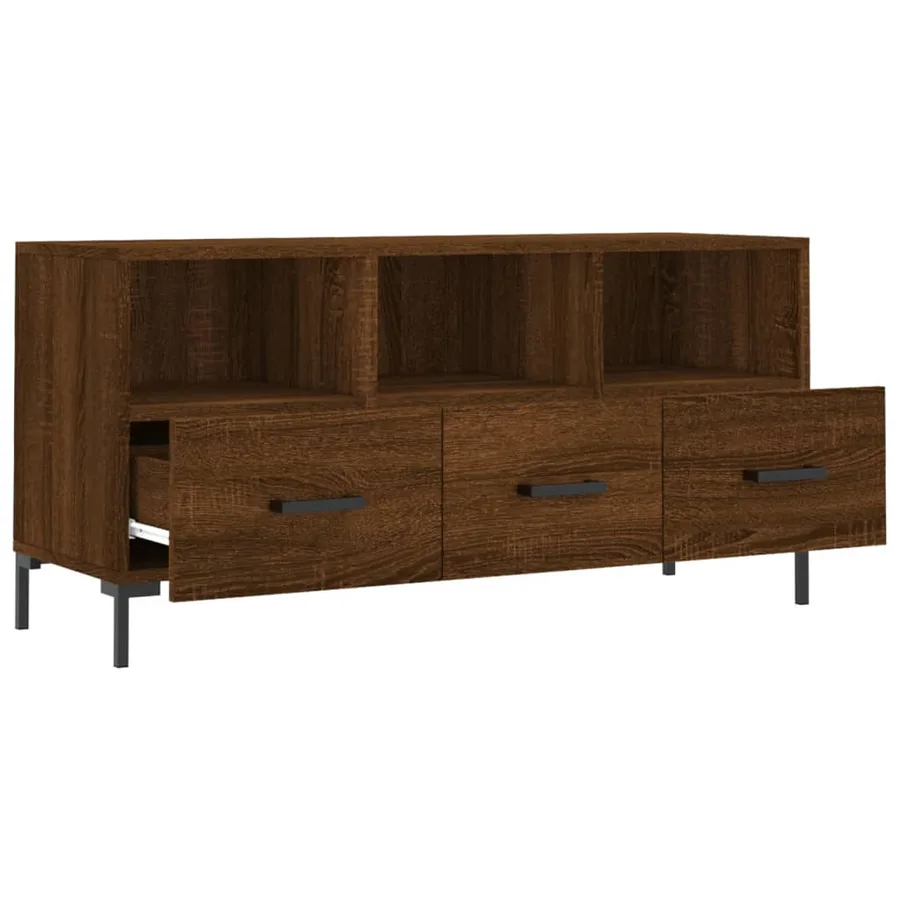 Meuble TV chêne marron 102x36x50 cm bois d'ingénierie - 6