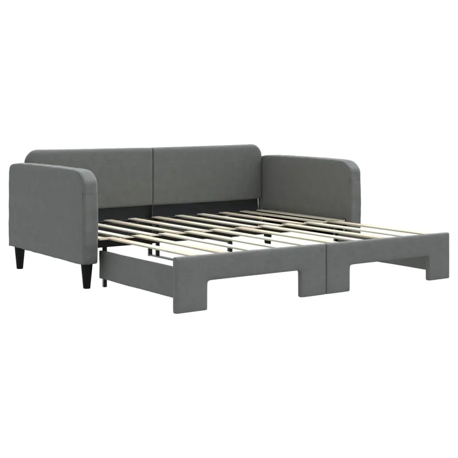 Lit de jour avec gigogne sans matelas gris foncé 90x190 cm - 2