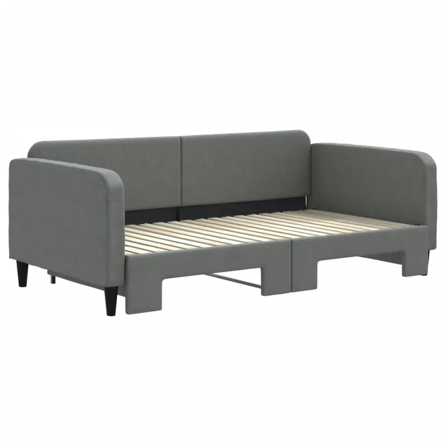 Lit de jour avec gigogne sans matelas gris foncé 90x190 cm - 3