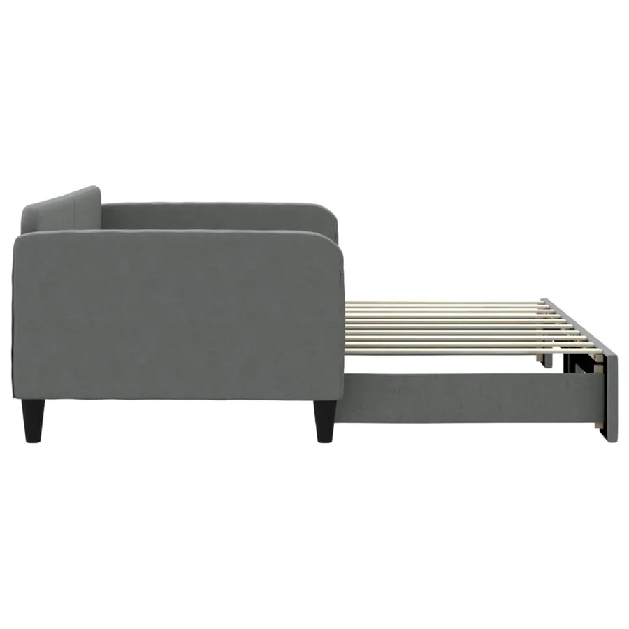 Lit de jour avec gigogne sans matelas gris foncé 90x190 cm - 4