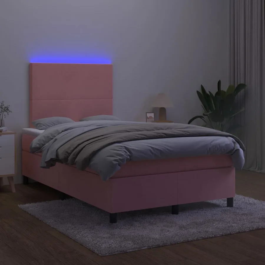 Sommier à lattes de lit et matelas LED Rose 120x200 cm Velours - 4