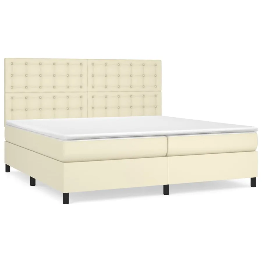 Sommier à lattes de lit avec matelas Crème 200x200cm Similicuir - 2