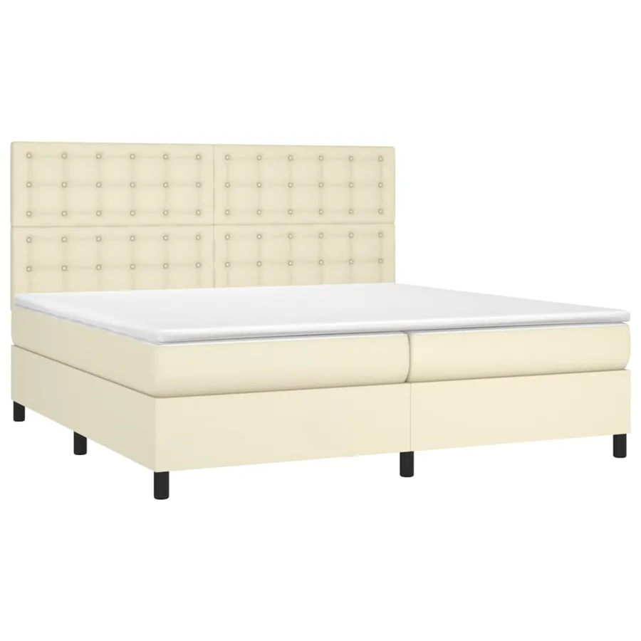 Sommier à lattes de lit avec matelas Crème 200x200cm Similicuir - 3