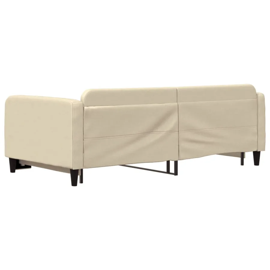 Lit de jour avec lit gigogne crème 100x200 cm tissu - 5