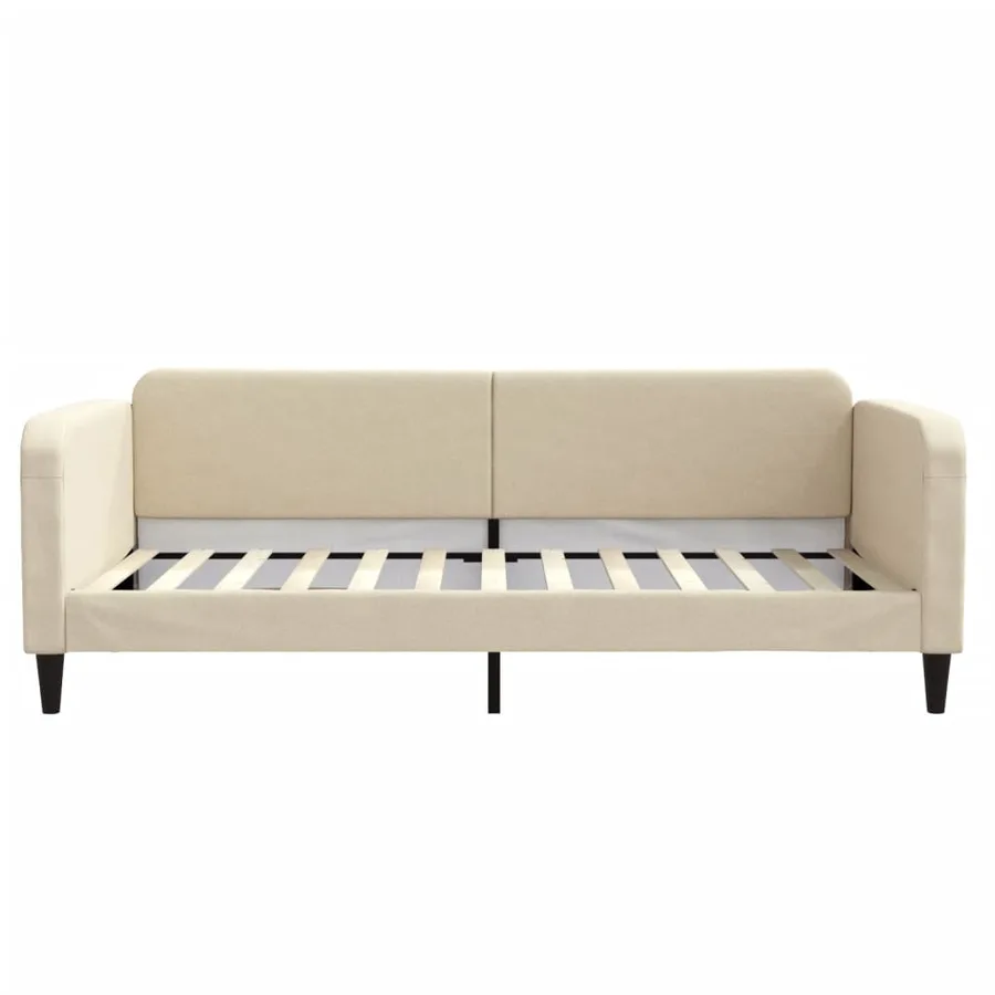 Lit de jour avec lit gigogne crème 100x200 cm tissu - 7