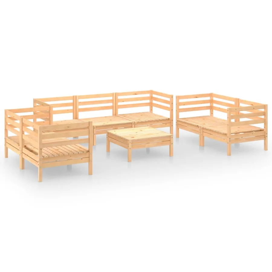 Salon de jardin 8 pcs Bois de pin massif - 2
