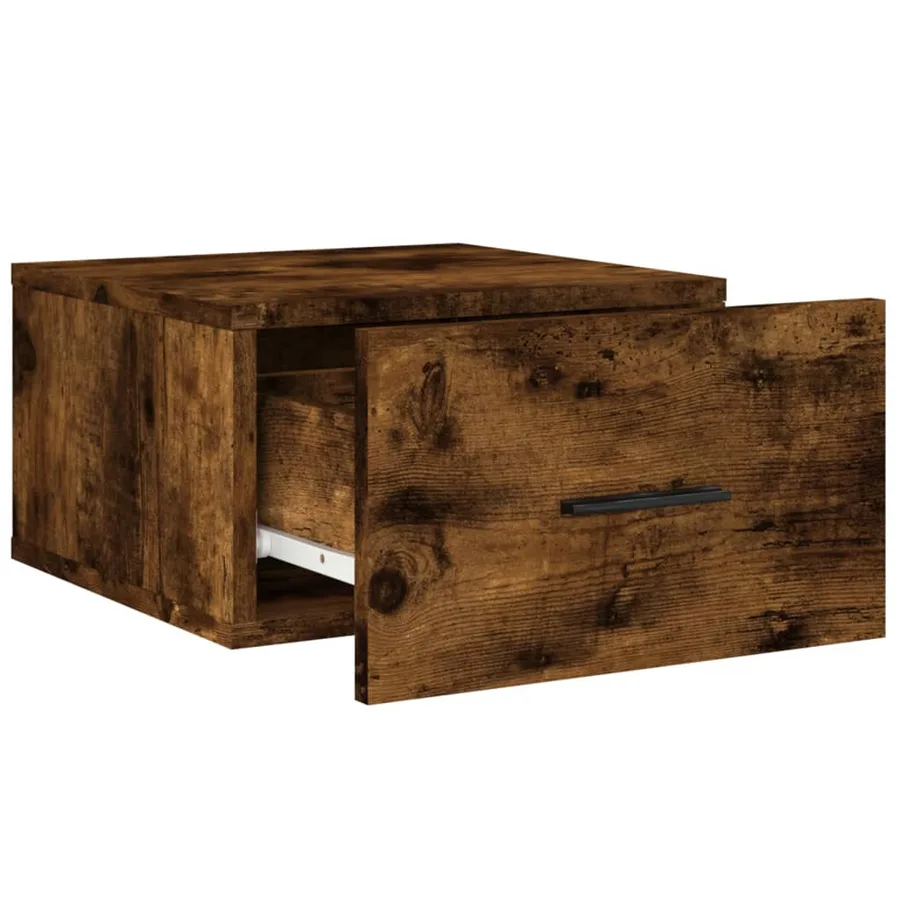 Table de chevet murale chêne fumé 35x35x20 cm - 6
