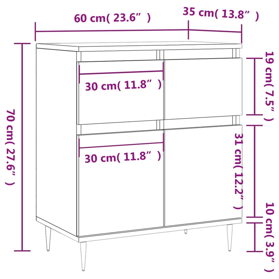 Buffet Blanc 60x35x70 cm Bois d'ingénierie - 11