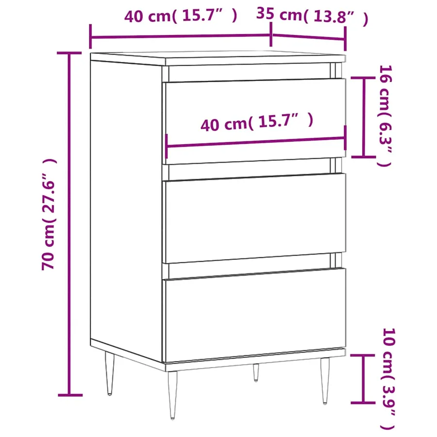 Buffet blanc 40x35x70 cm bois d’ingénierie - 11