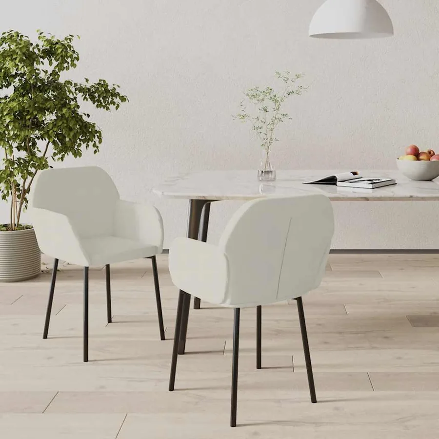 Chaises à manger lot de 2 Crème Velours