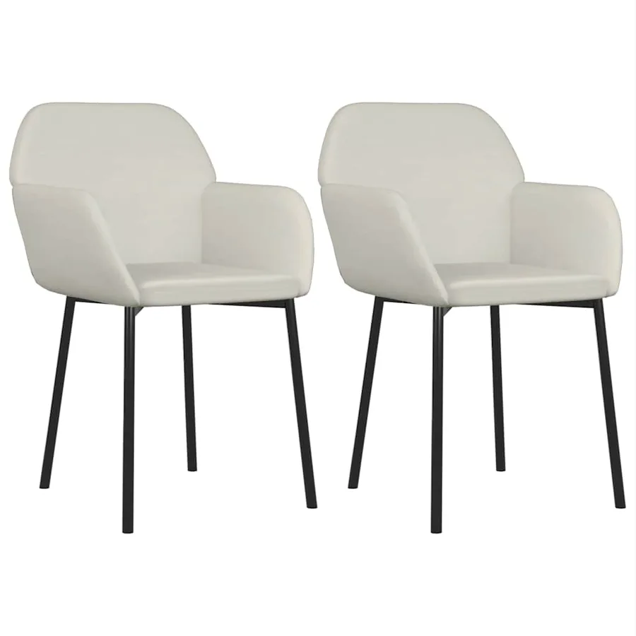 Chaises à manger lot de 2 Crème Velours - 2