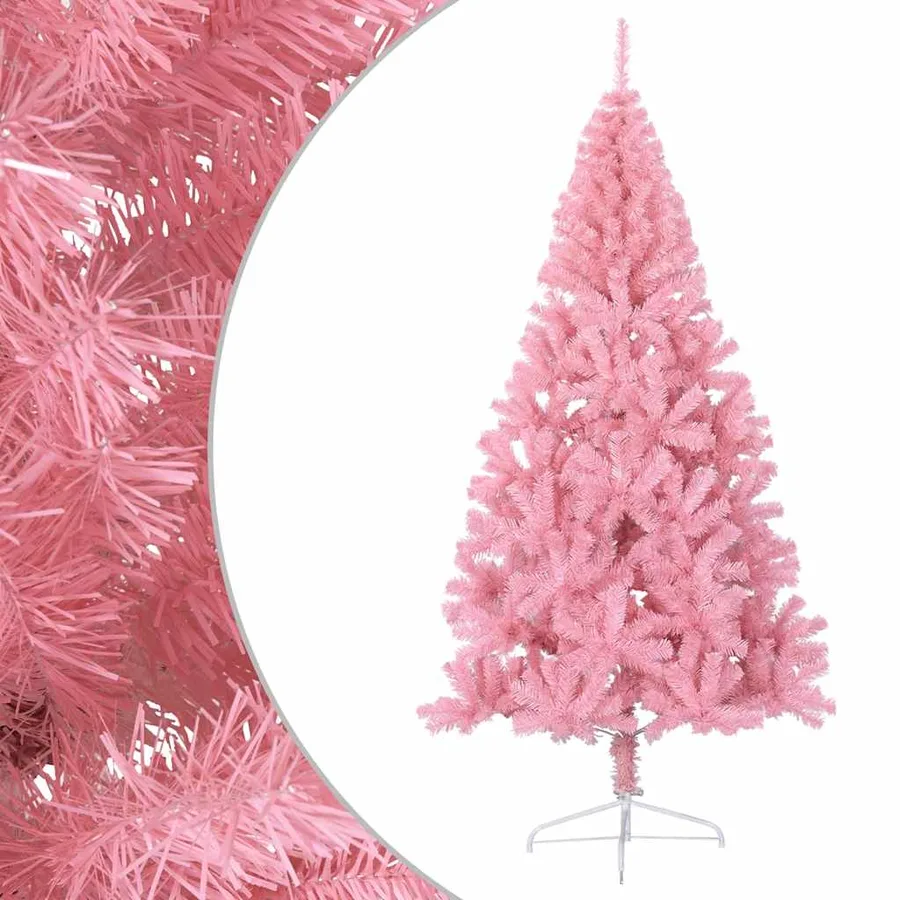 Demi sapin de Noël artificiel avec support Rose 240 cm PVC - 3