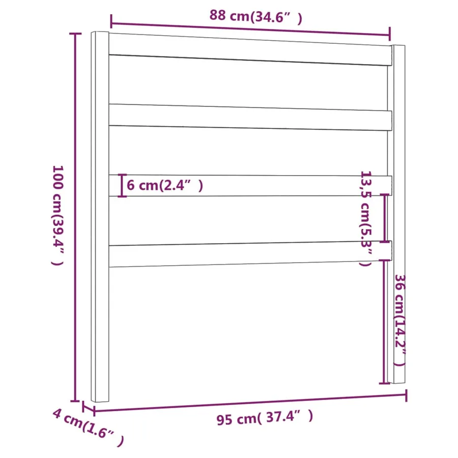 Tête de lit Blanc 95x4x100 cm Bois massif de pin - 6