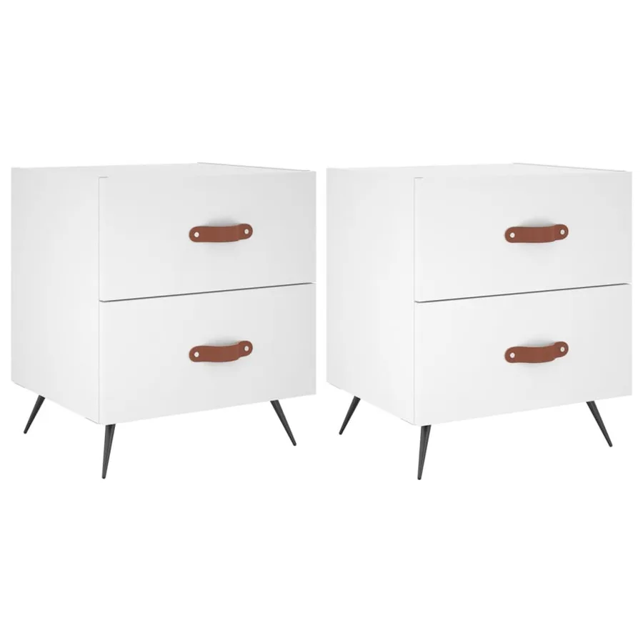 Tables de chevet 2 pcs blanc 40x35x47,5 cm bois d’ingénierie - 2
