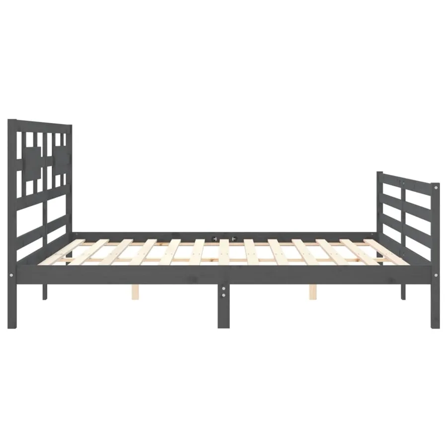 Cadre de lit sans matelas gris 200x200 cm bois massif - 6