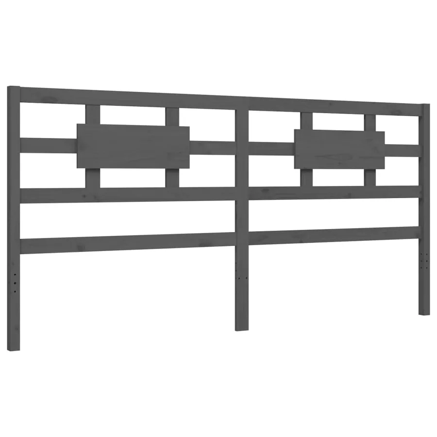 Cadre de lit sans matelas gris 200x200 cm bois massif - 9